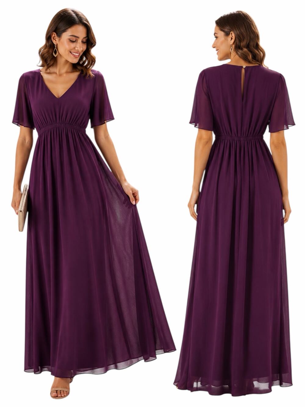 Show me Your Mumu Emily Chiffon A-Line Evening Gown Merlot Size XS